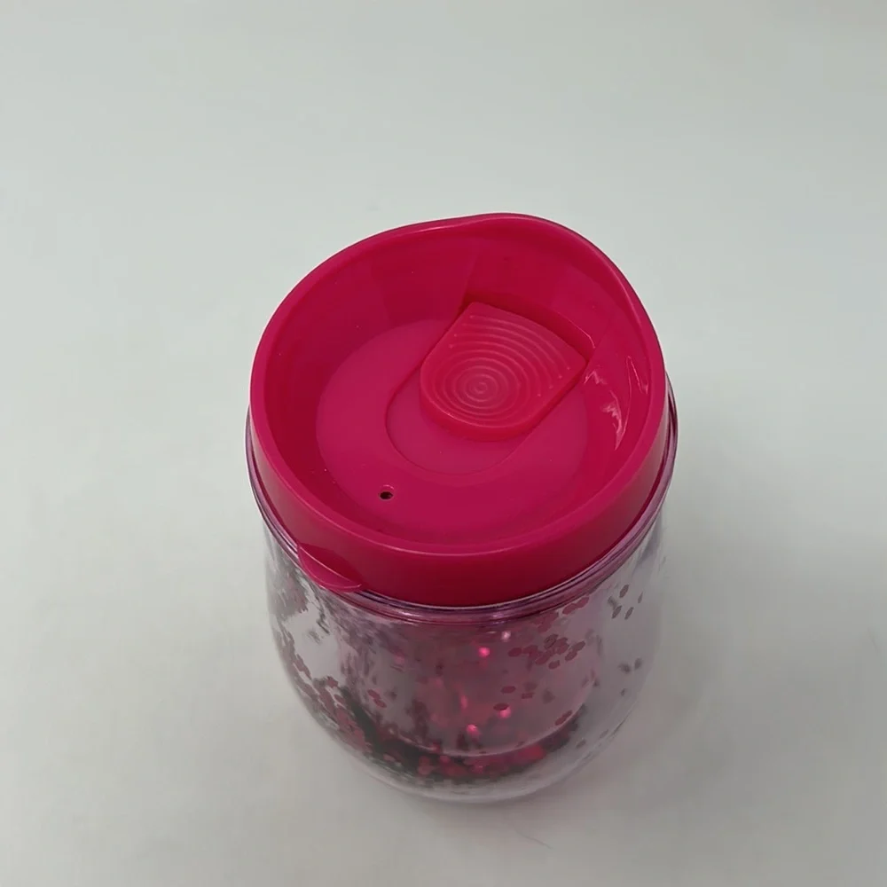Wine A Little Laugh A Lot Pink Sparkly Stemless Wine Lidded Cup